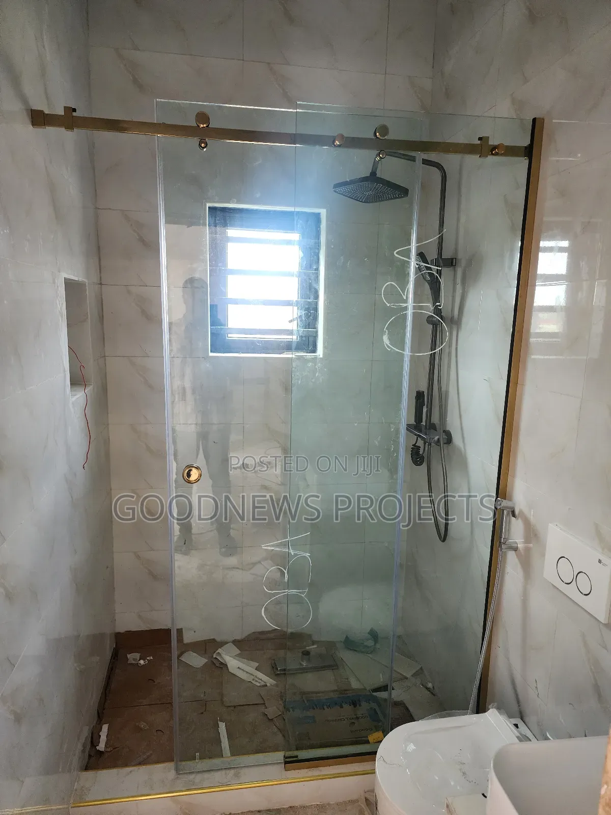 Gold Accessory Sliding Shower Door