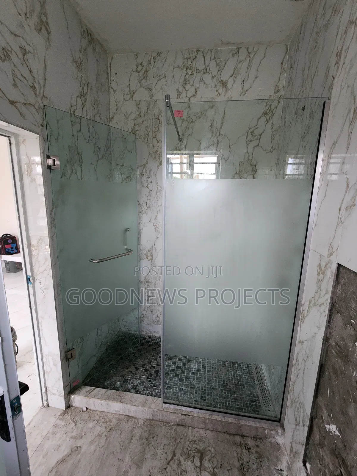 Half Frosted Hinged Shower Glass Door