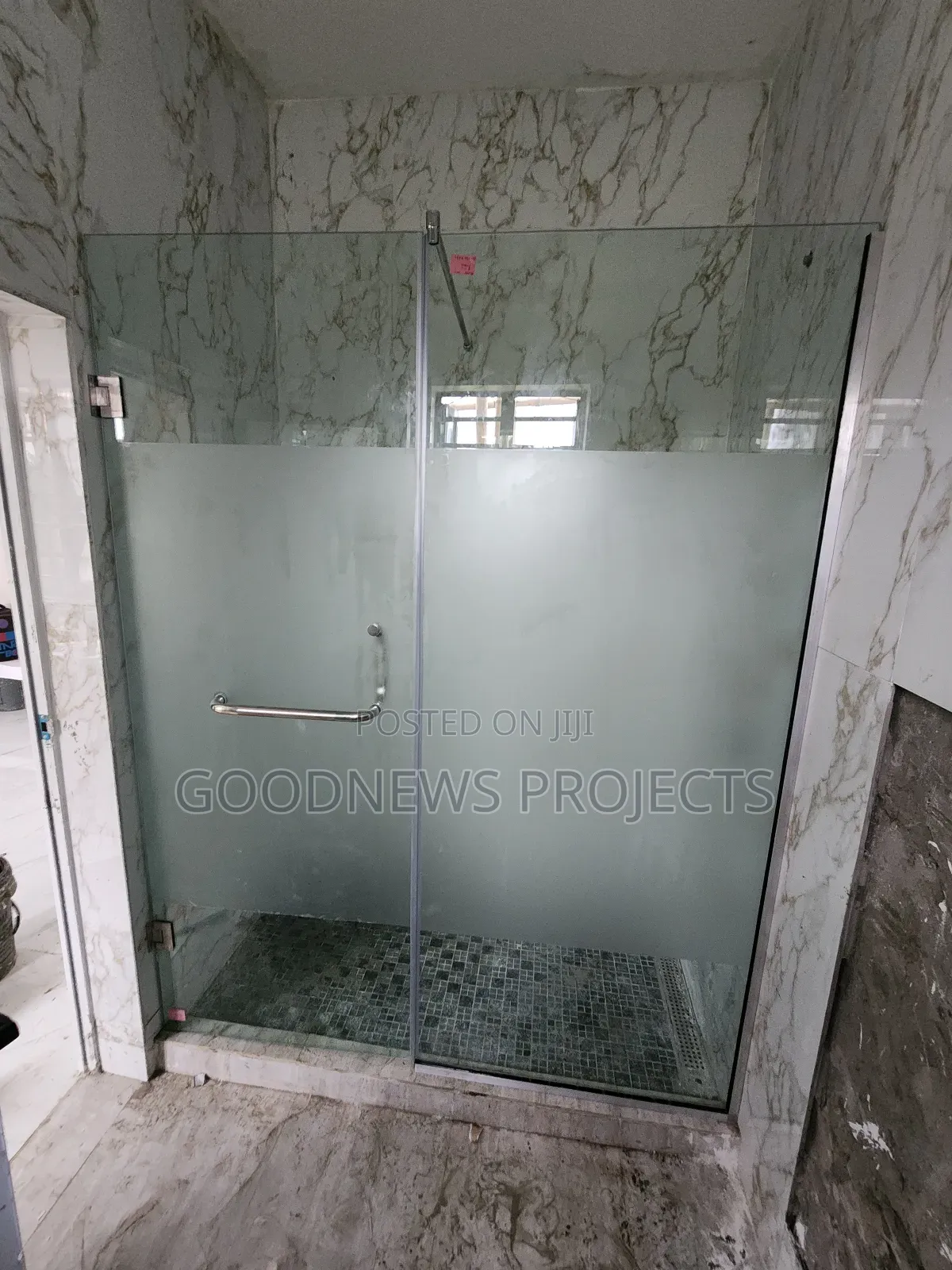 Half Frosted Hinged Shower Glass Door