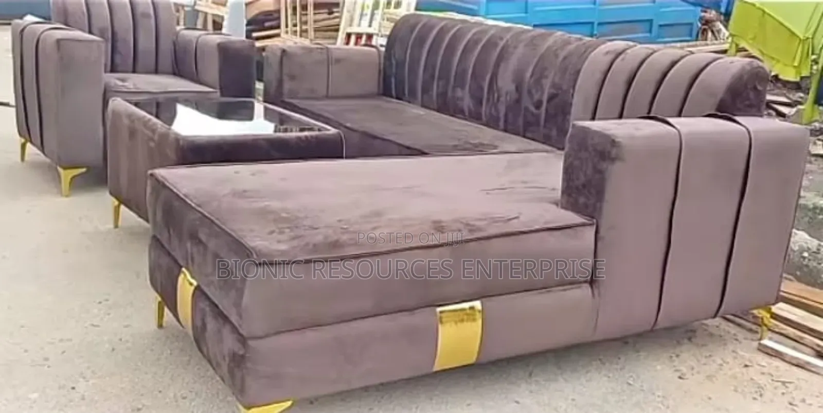 L Shape Chair Brown Colour
