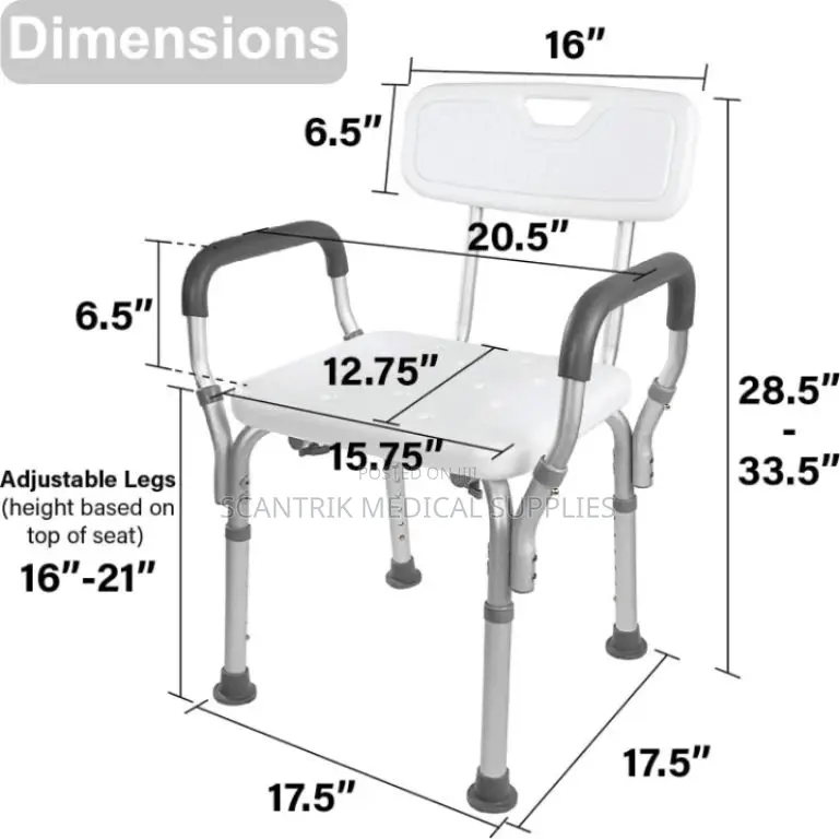 Premium Shower Chair Without Back Rest With Safety Handle