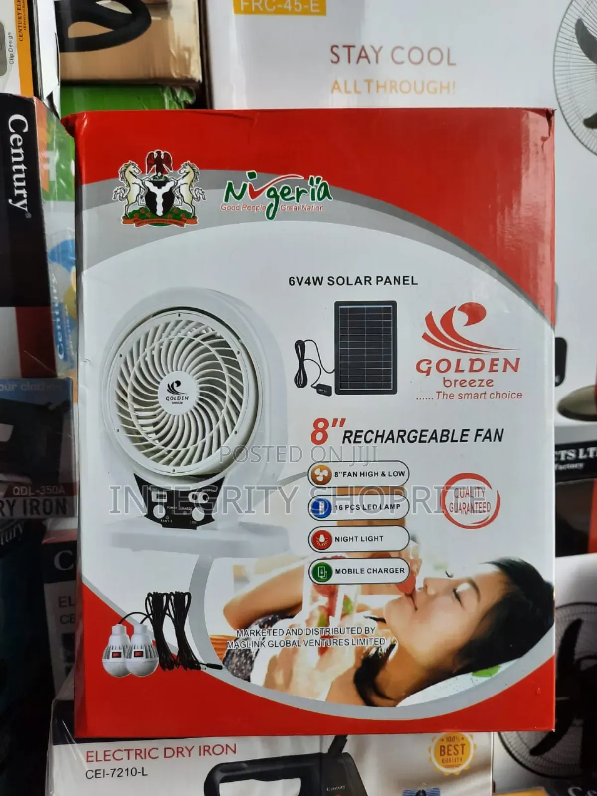 Golden Breeze 8inch Rechargeable Fan