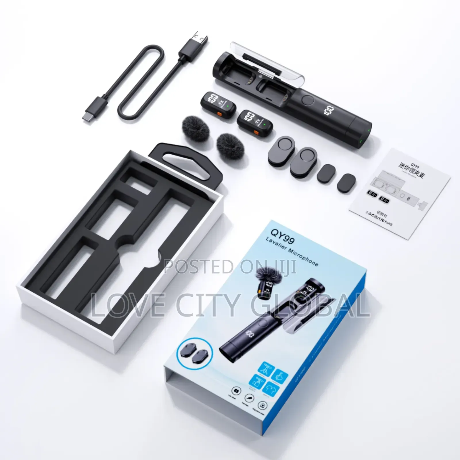 Lavalier Wireles Qy99 Mic Anc Clip-on Magnetic Lapel Mic Charging Case