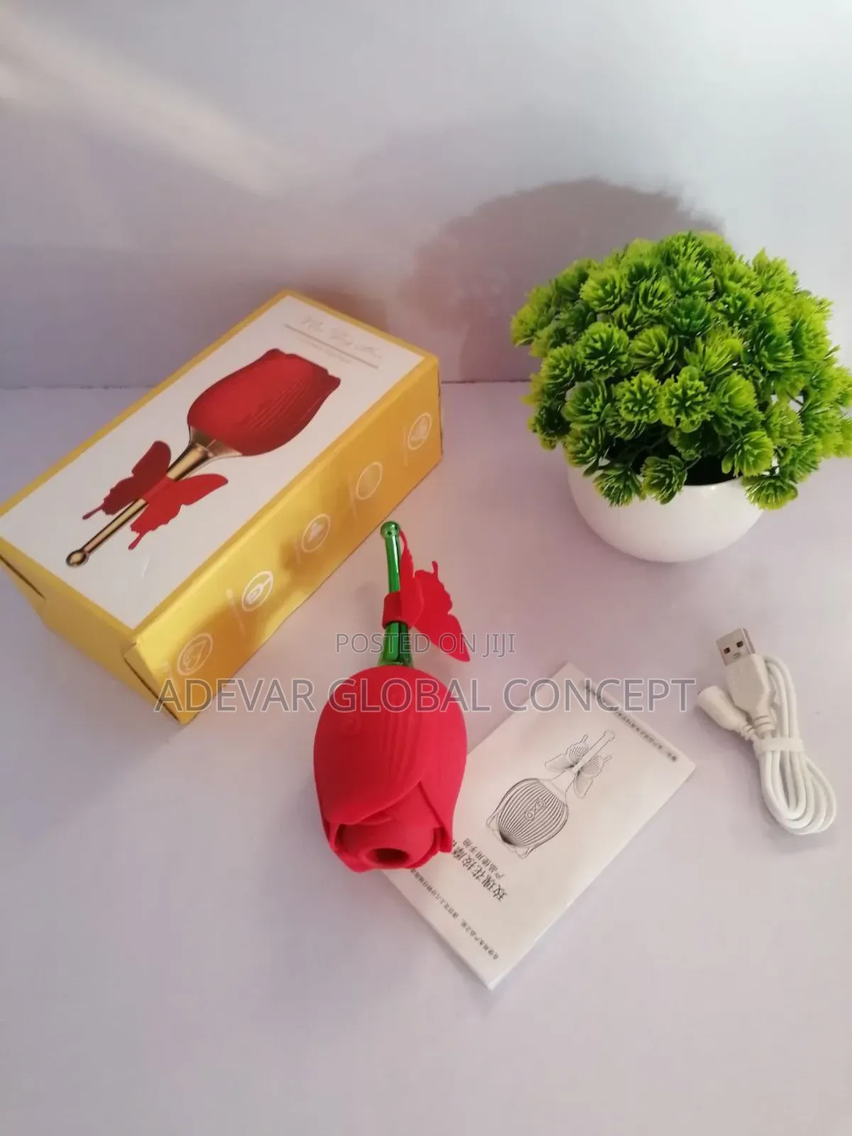 Butterfly Rose Toy Sucking Vibrator - 2 in 1 Rose Toy