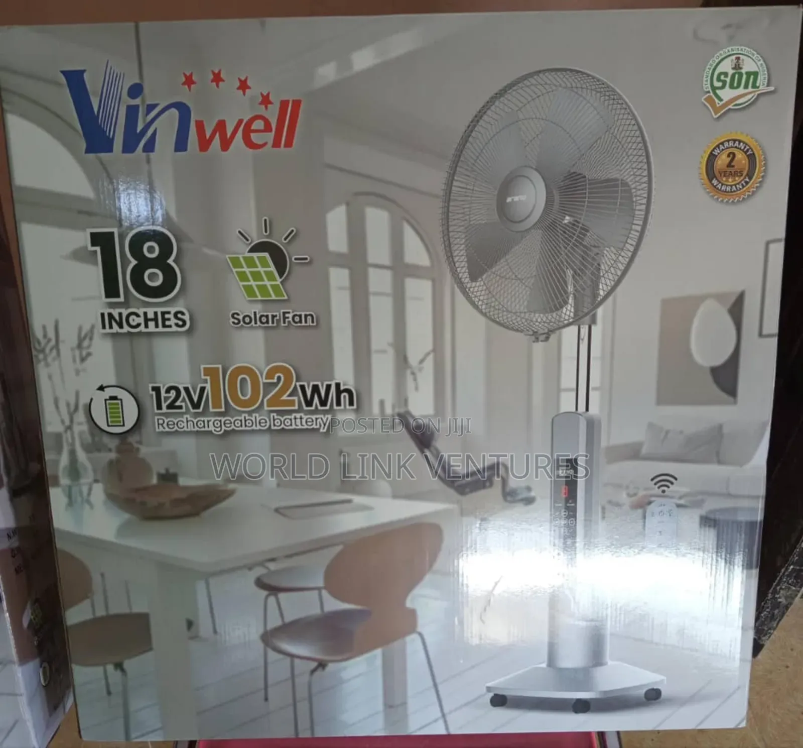Vinwell Rechargeable Standing Fan 18 Inches