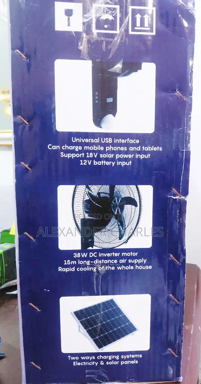 18 Inches Rechargeable Solar Wall Fan Ac Dc, Bulbs With Solar Pane