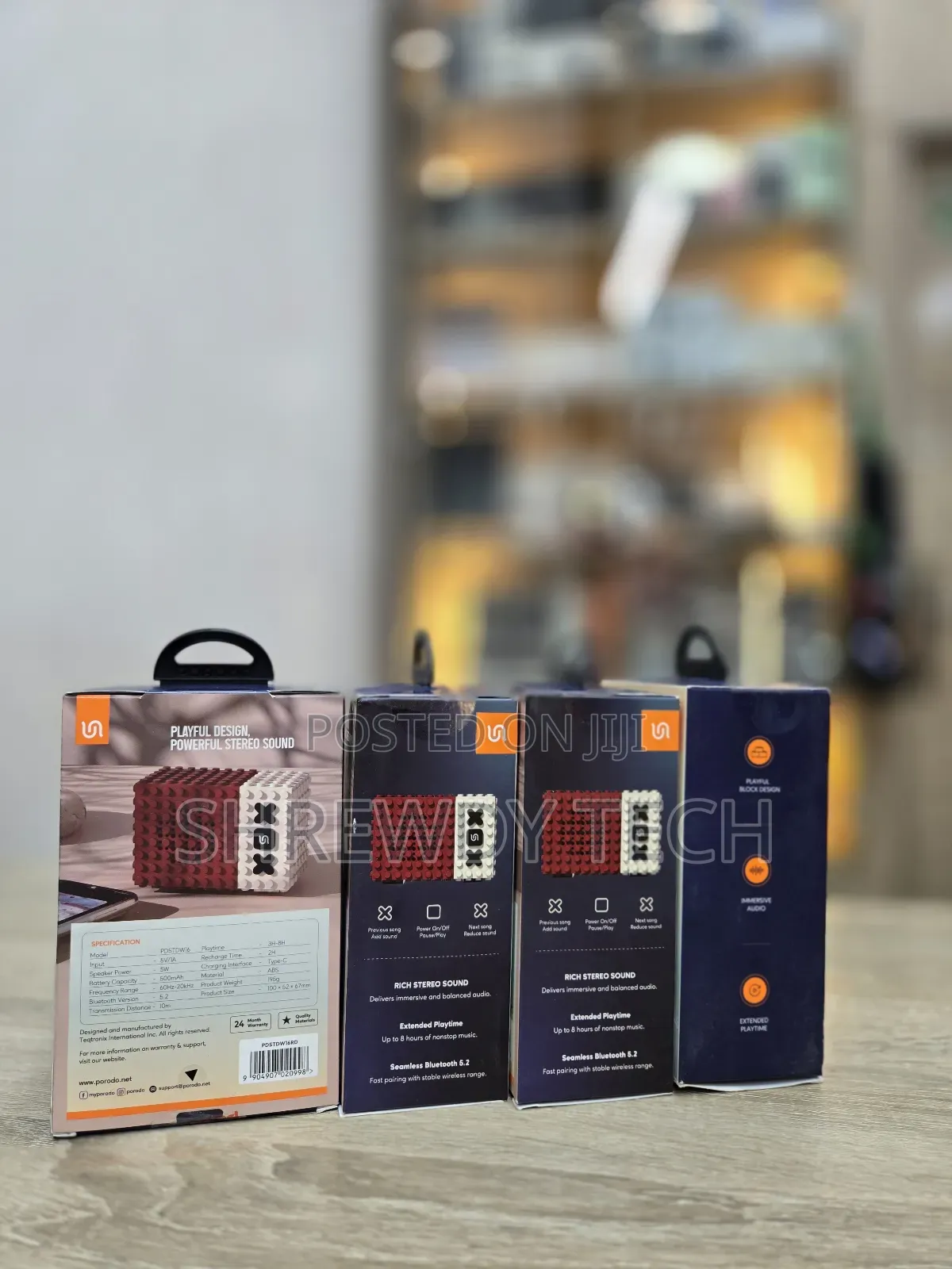 Porodo Mini Block Portable Stereo Speaker