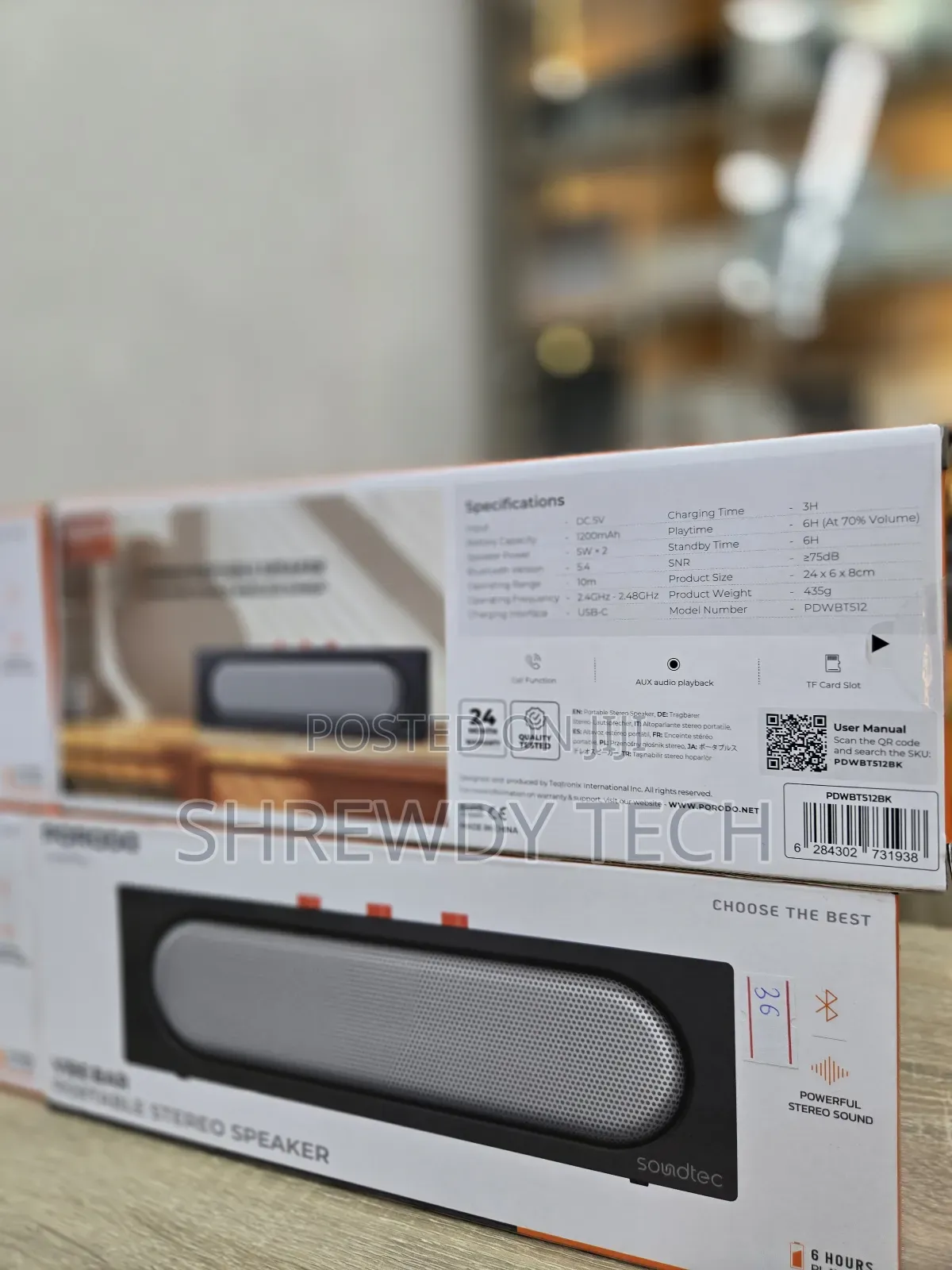 Porodo Vibebar Portable Stereo Speaker