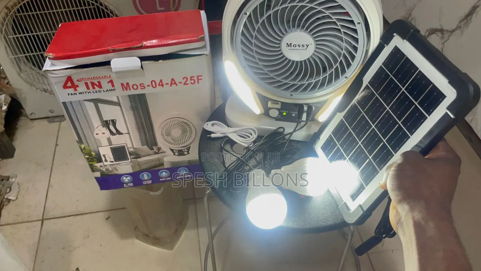 Inverter Table Fan With Panel and Bulb | Rechargeable Lithium Battery
