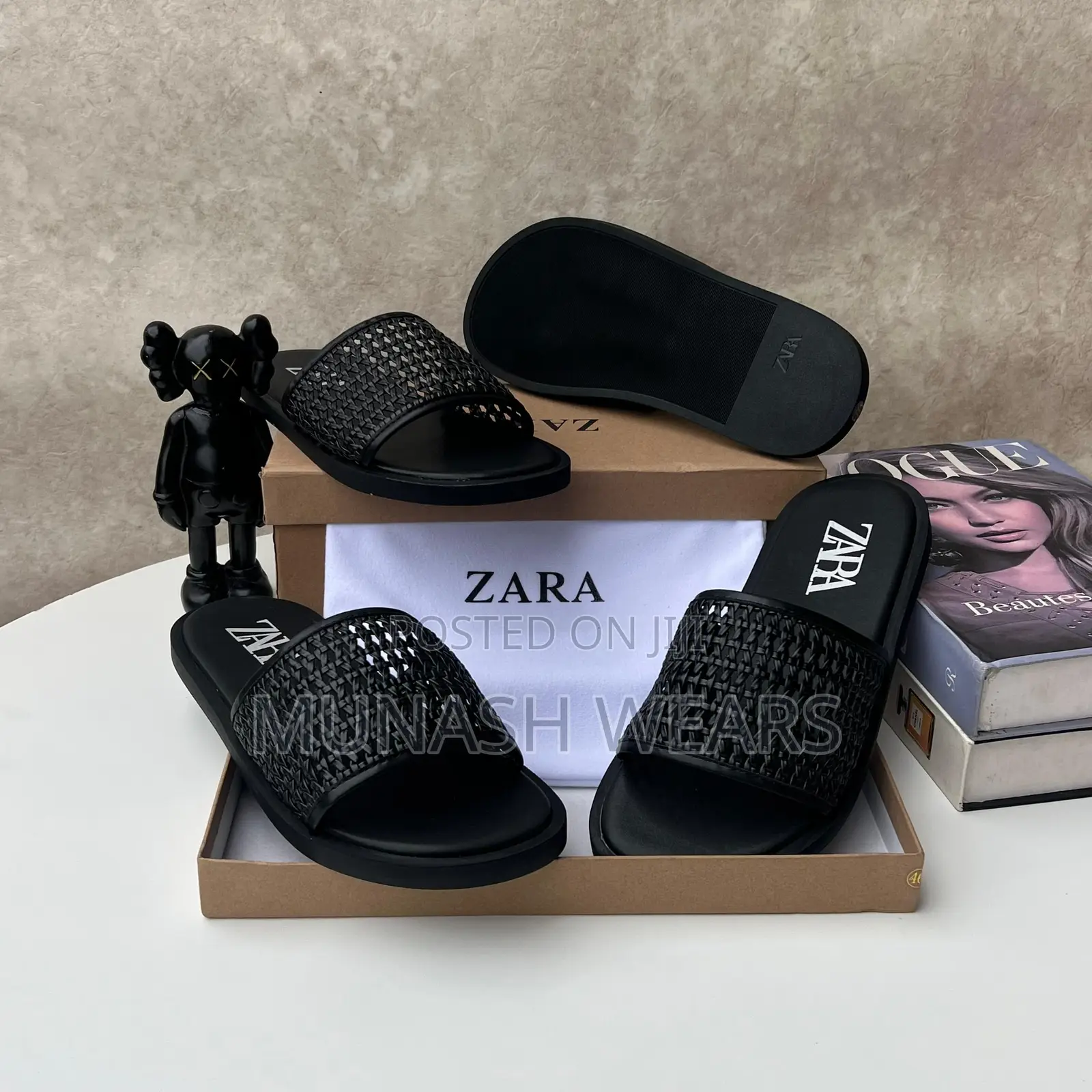 Zara Leather Basket Design Slipers