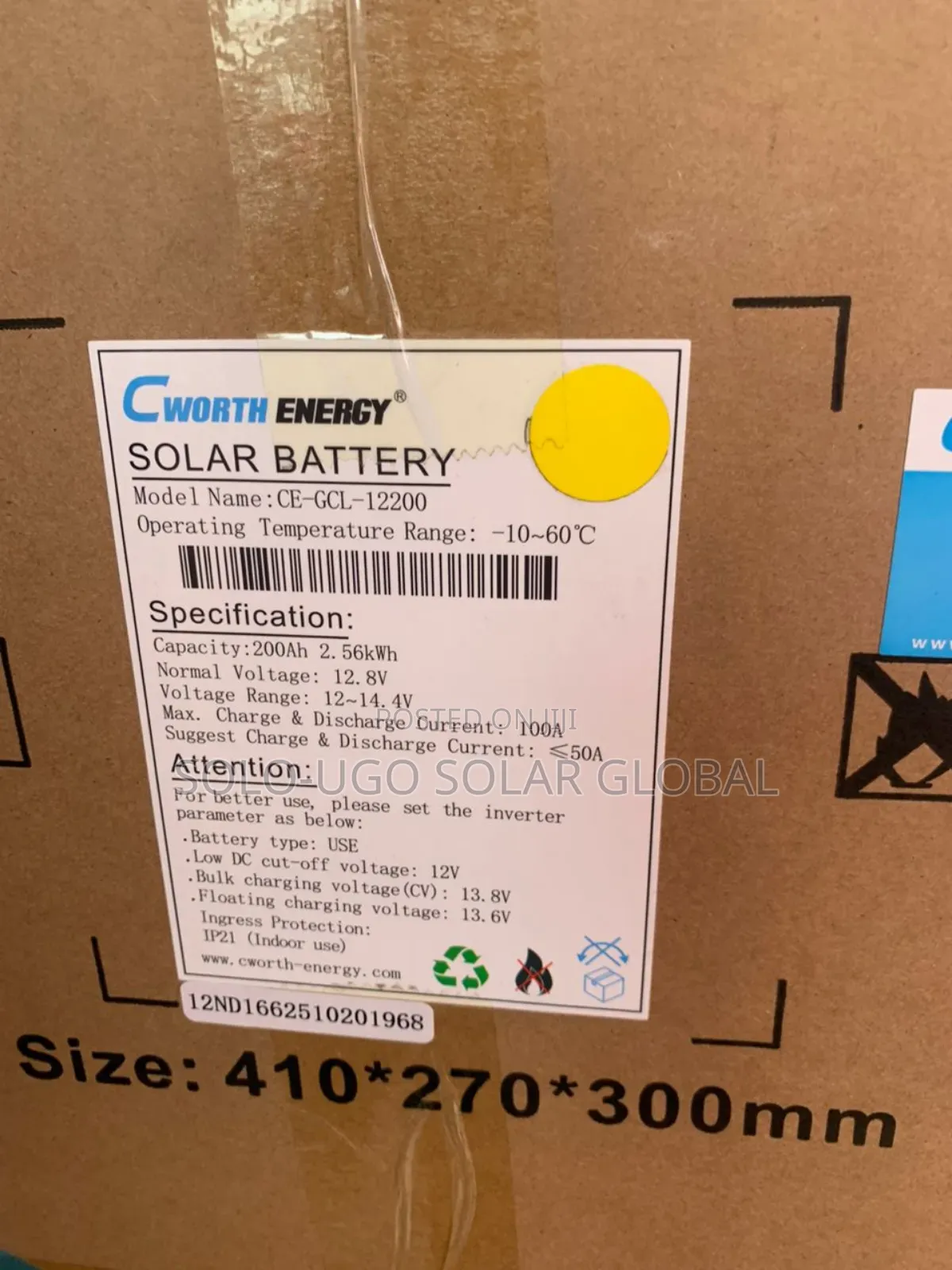 2.56kwh 12v Cworth Lithium Ion Battery (200ah)