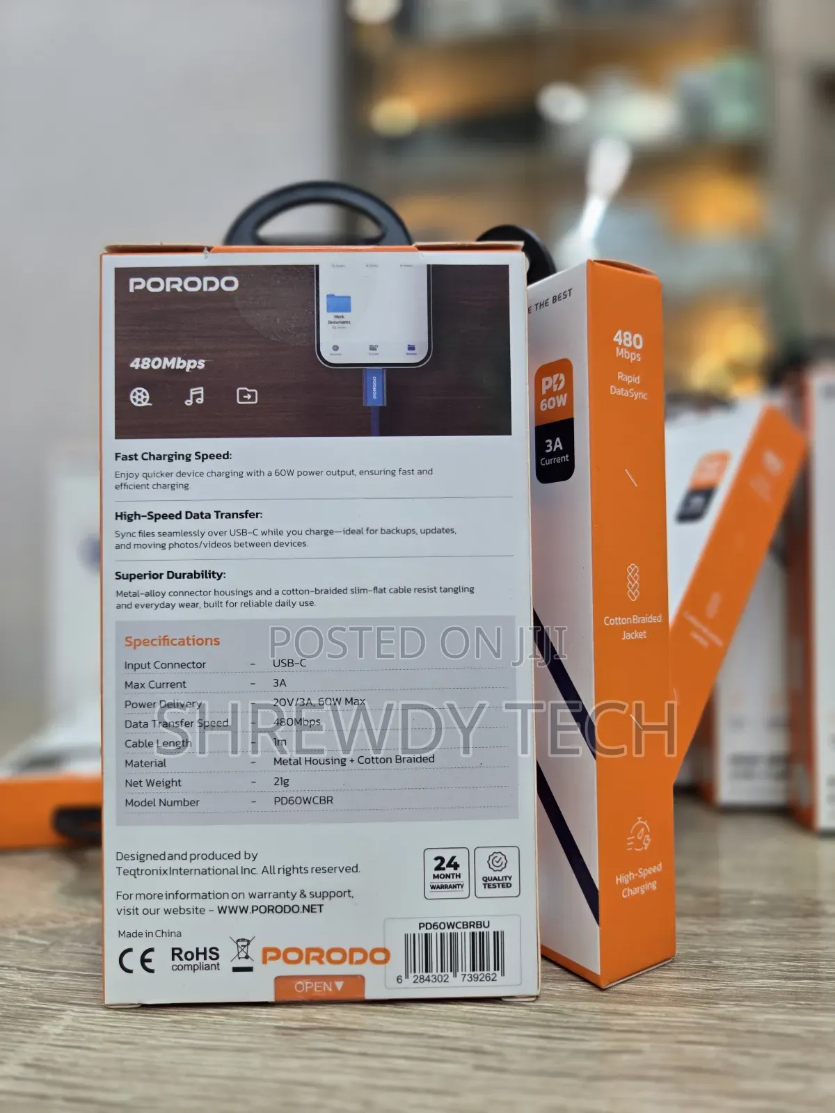Porodo High Speed Usb-C Braided Cable