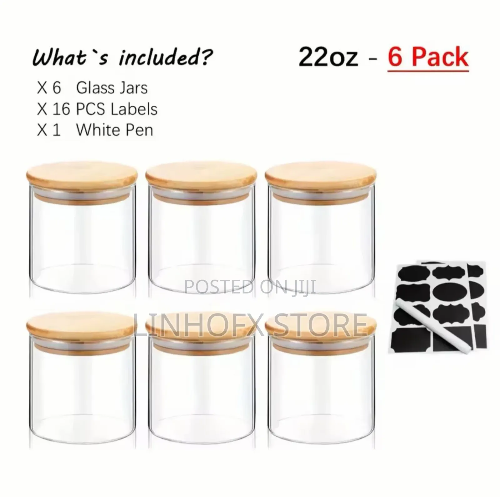 22oz Set Of 6 Glass Jars With Airtight Bamboo Lids Glass Container