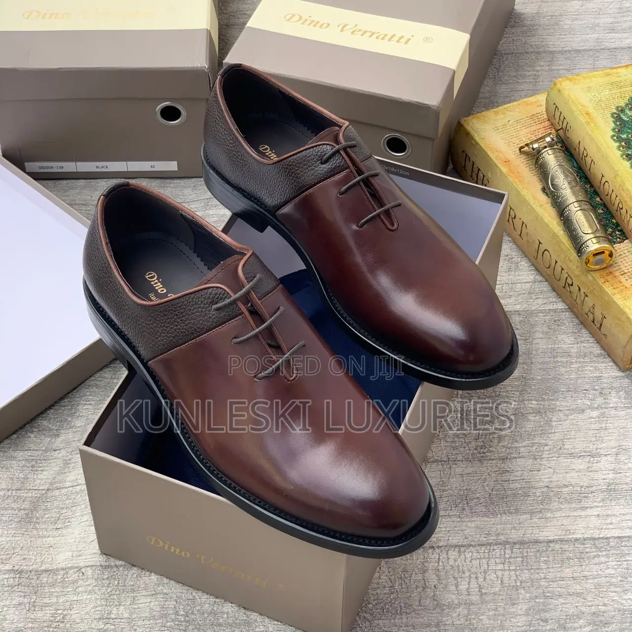 Original Dino Verratti Black & Brown Oxfords Lace Up Shoes For Men