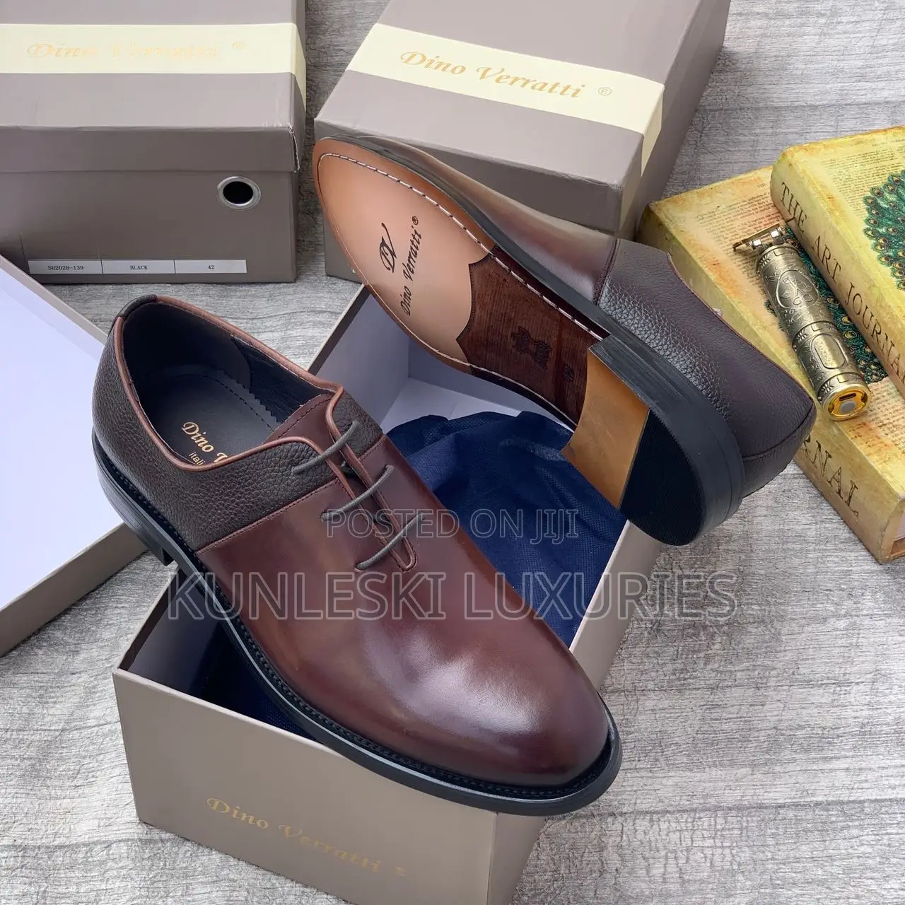 Original Dino Verratti Black & Brown Oxfords Lace Up Shoes For Men