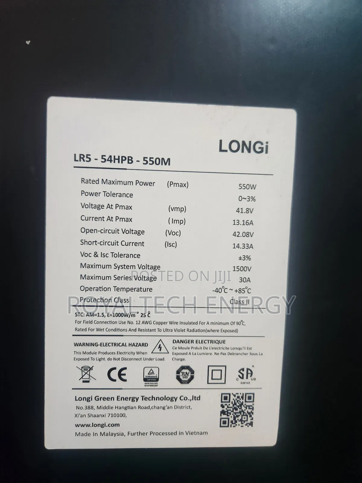 Longi 550wtts Solar Panels