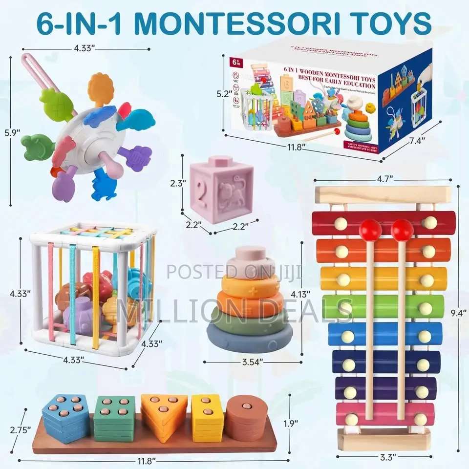 6 in 1 Wooden Montessori Baby Toys 6mnth+