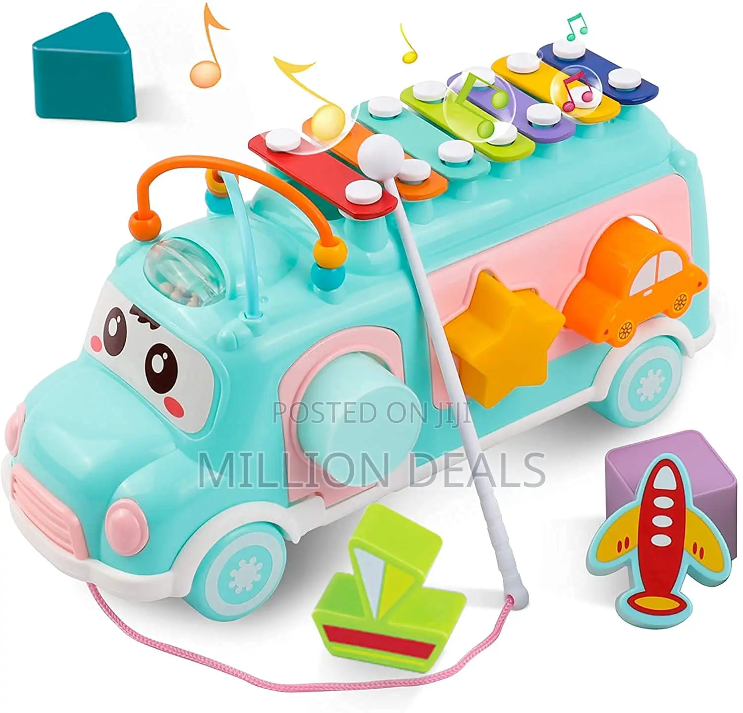Musical Happy Bus Toy Baby 6-18 Xylophone Shape Learning Toy