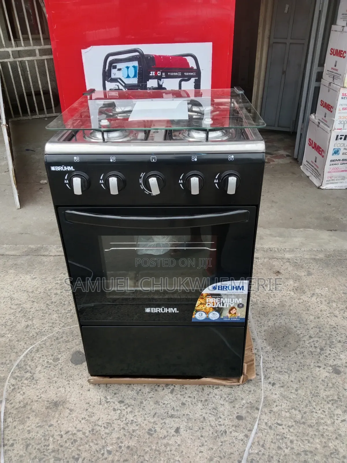 Bruhm Gas Cooker 50x50 4burner 1year Warranty