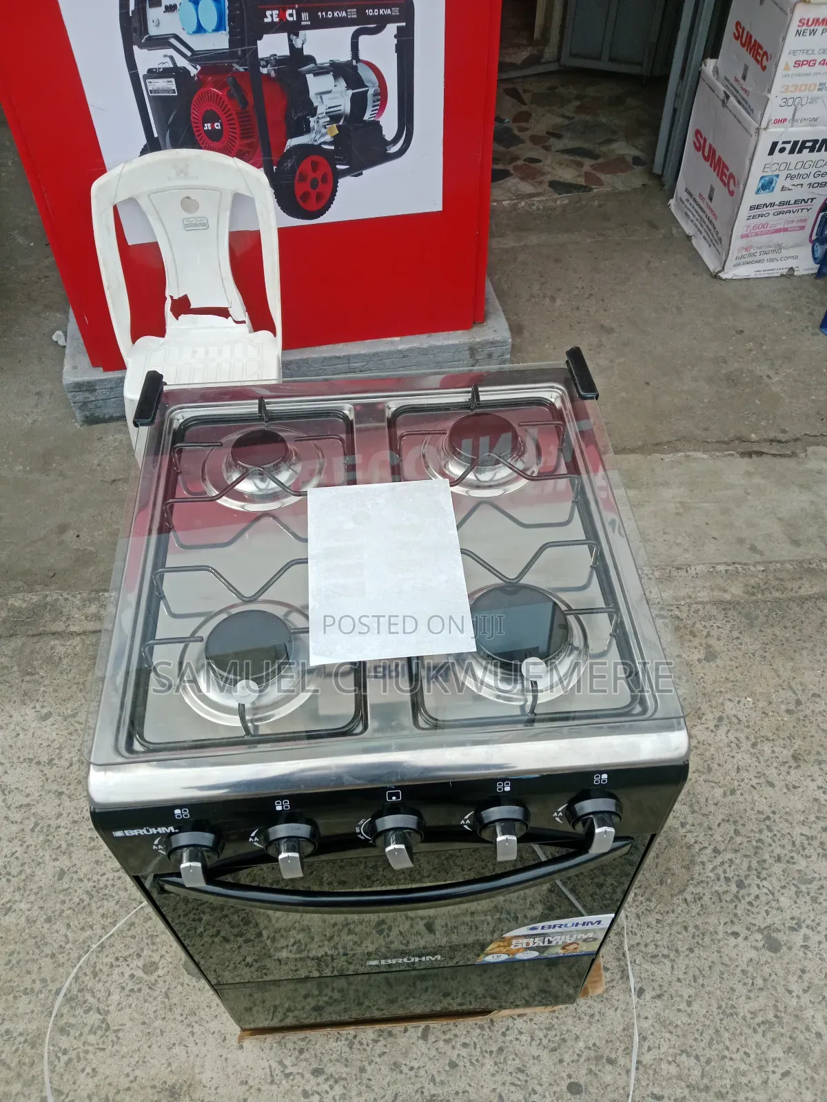 Bruhm Gas Cooker 50x50 4burner 1year Warranty
