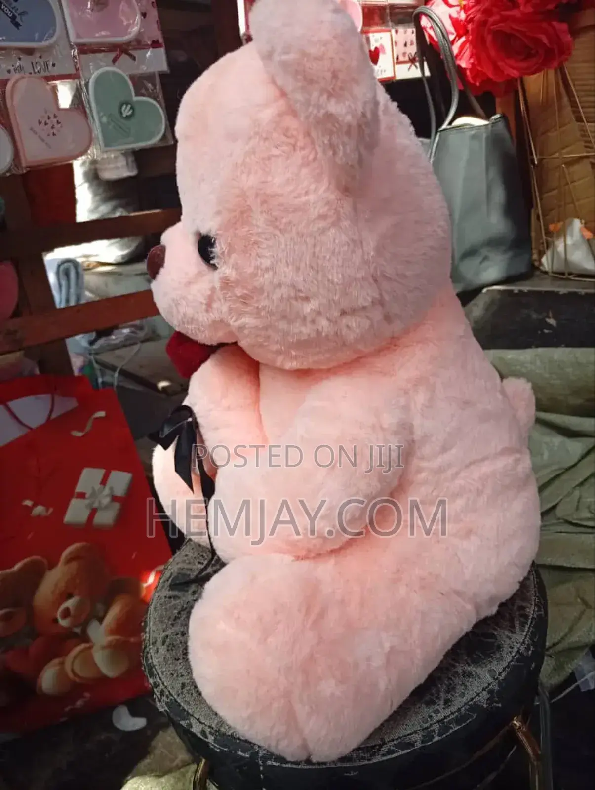 Cute Pink Teddy Bear With Rose  "Quality and Fluffy"