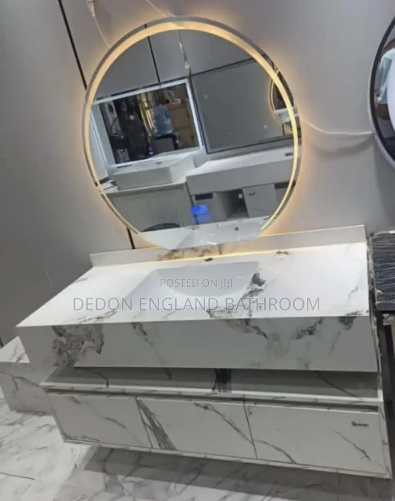 High Quality England 120cm Marble Basin With Led Mirror