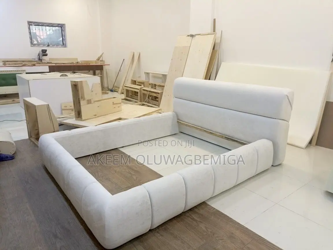 White Quality Fabric 4.5by6 Bed Frame
