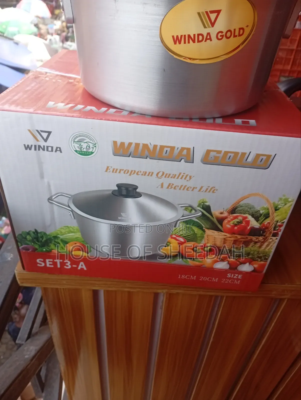 Winda Gold Aluminium Cookware Set, 3pcs
