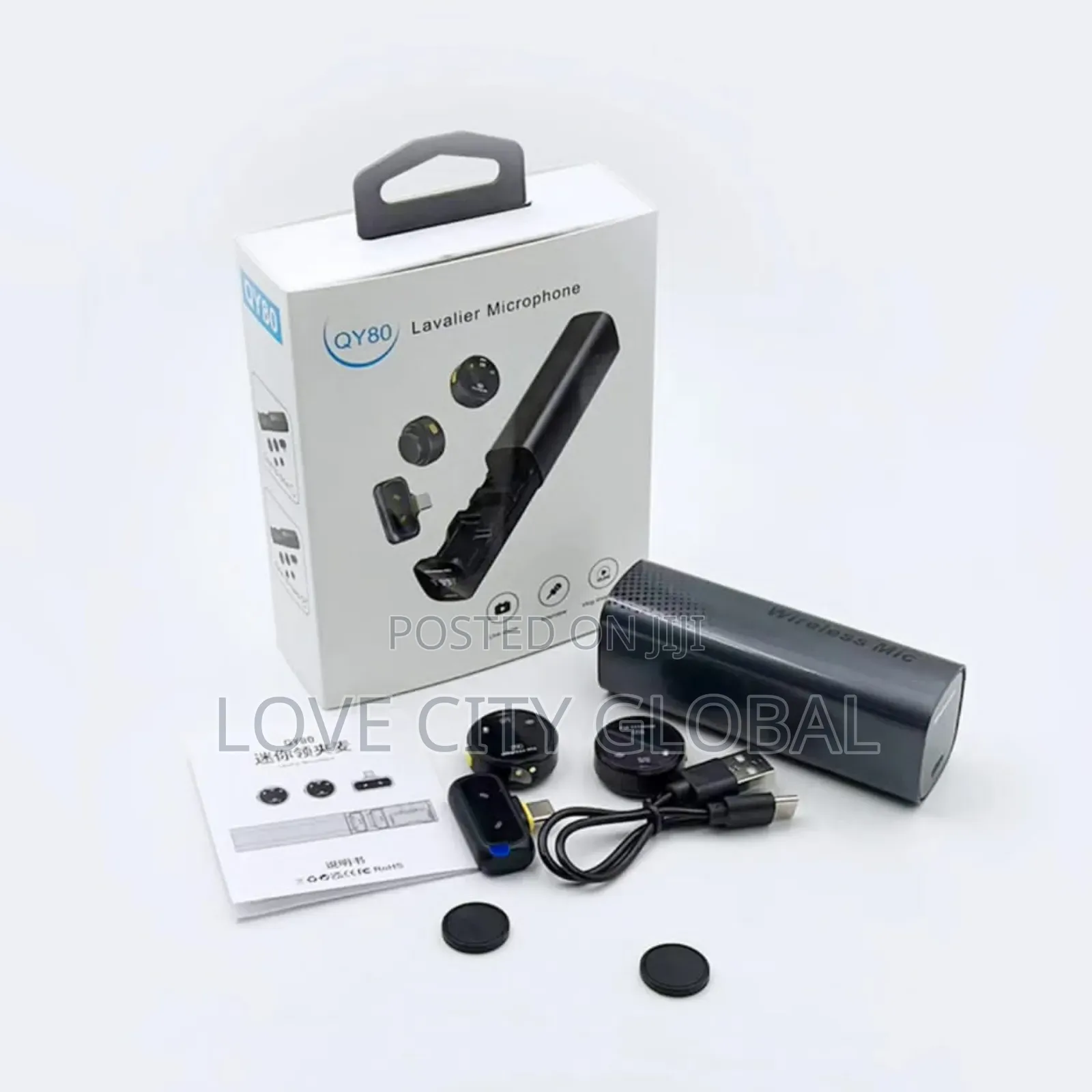 Qy80 Lavalier Wireless Microphone Anc Magnetic Lapel Mic Charging Case