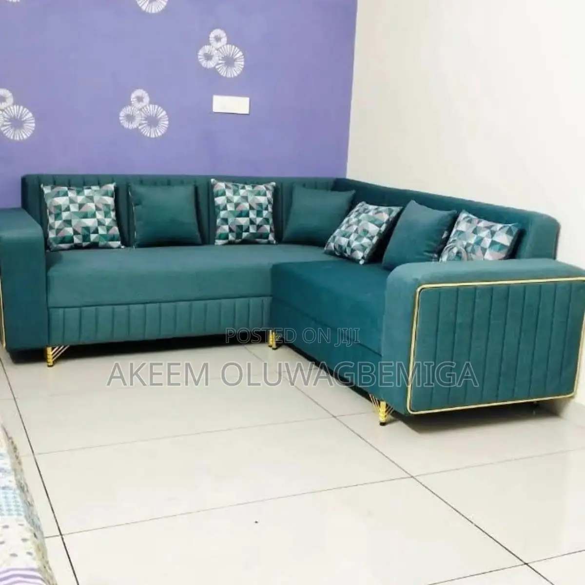 High Quality Green Fabric L Shaped Chair