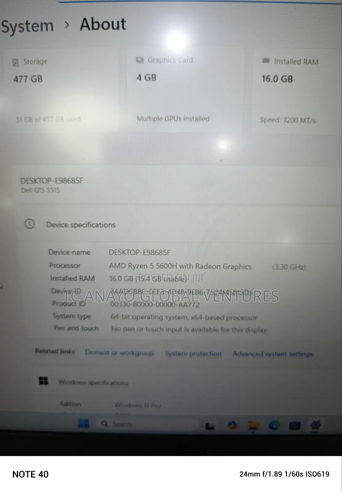 Laptop Dell G15 5511 16GB AMD Ryzen 5 SSD 512GB