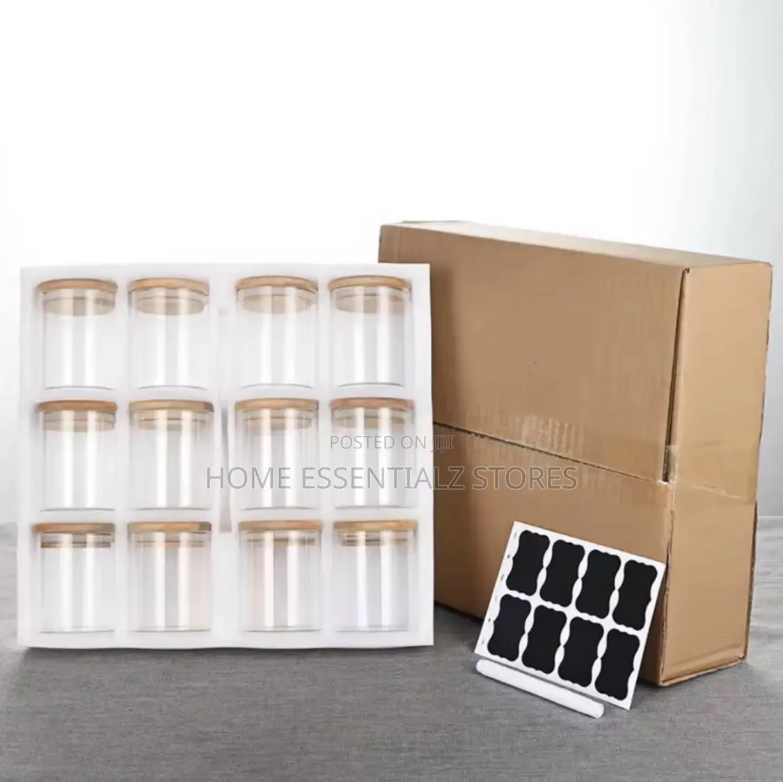 Glass Spice Jar Set With Bamboo Lids - Spice Storage Containers