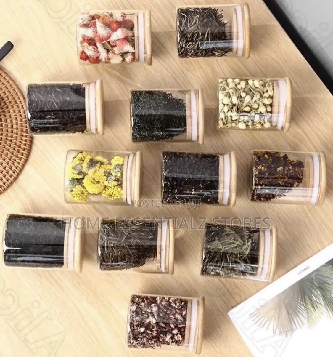 Glass Spice Jar Set With Bamboo Lids - Spice Storage Containers
