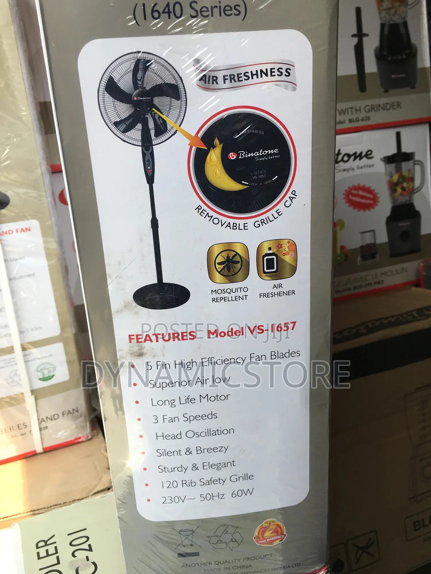 Binatone 16" 5 Blades 60w, 3 Speed Push Button.