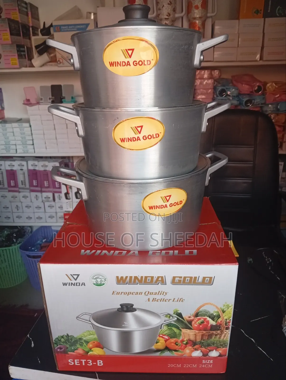 Winda Gold 3-Piece Aluminium Cookware Set 3b