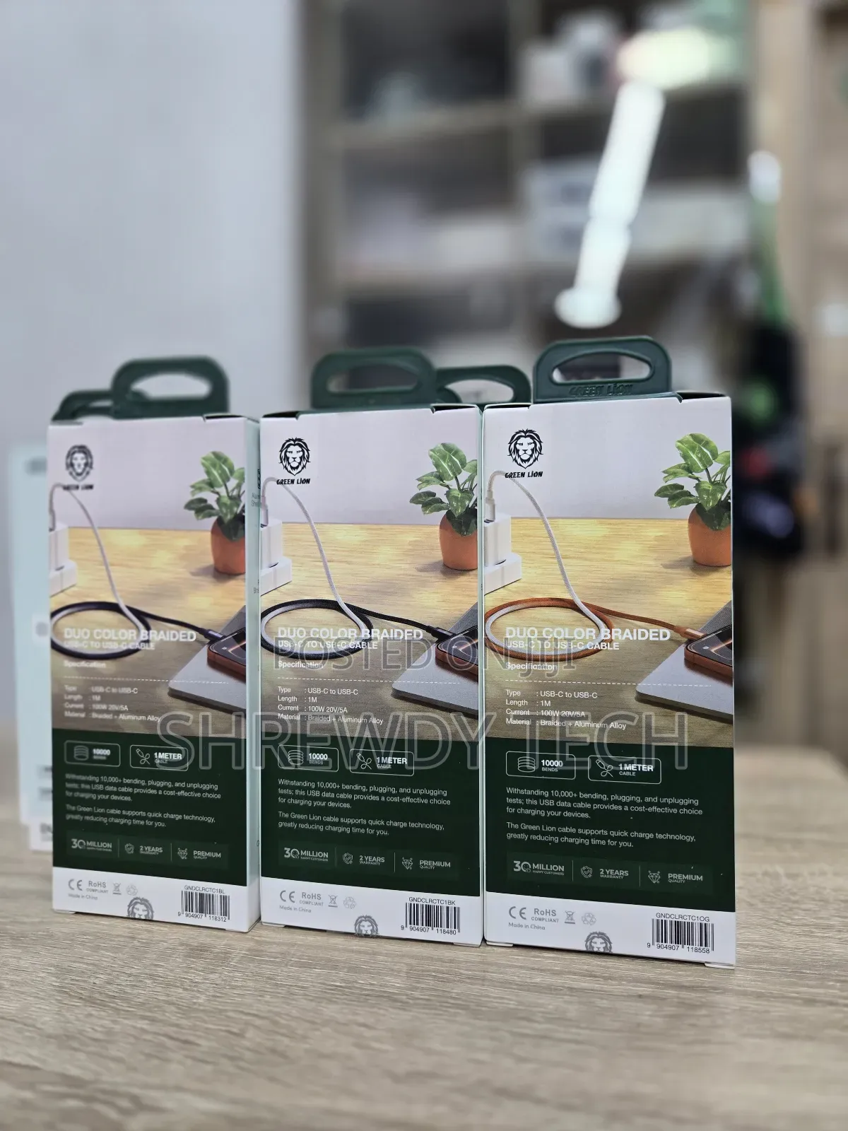 100w Duo Colour Braided Usb-C Cable