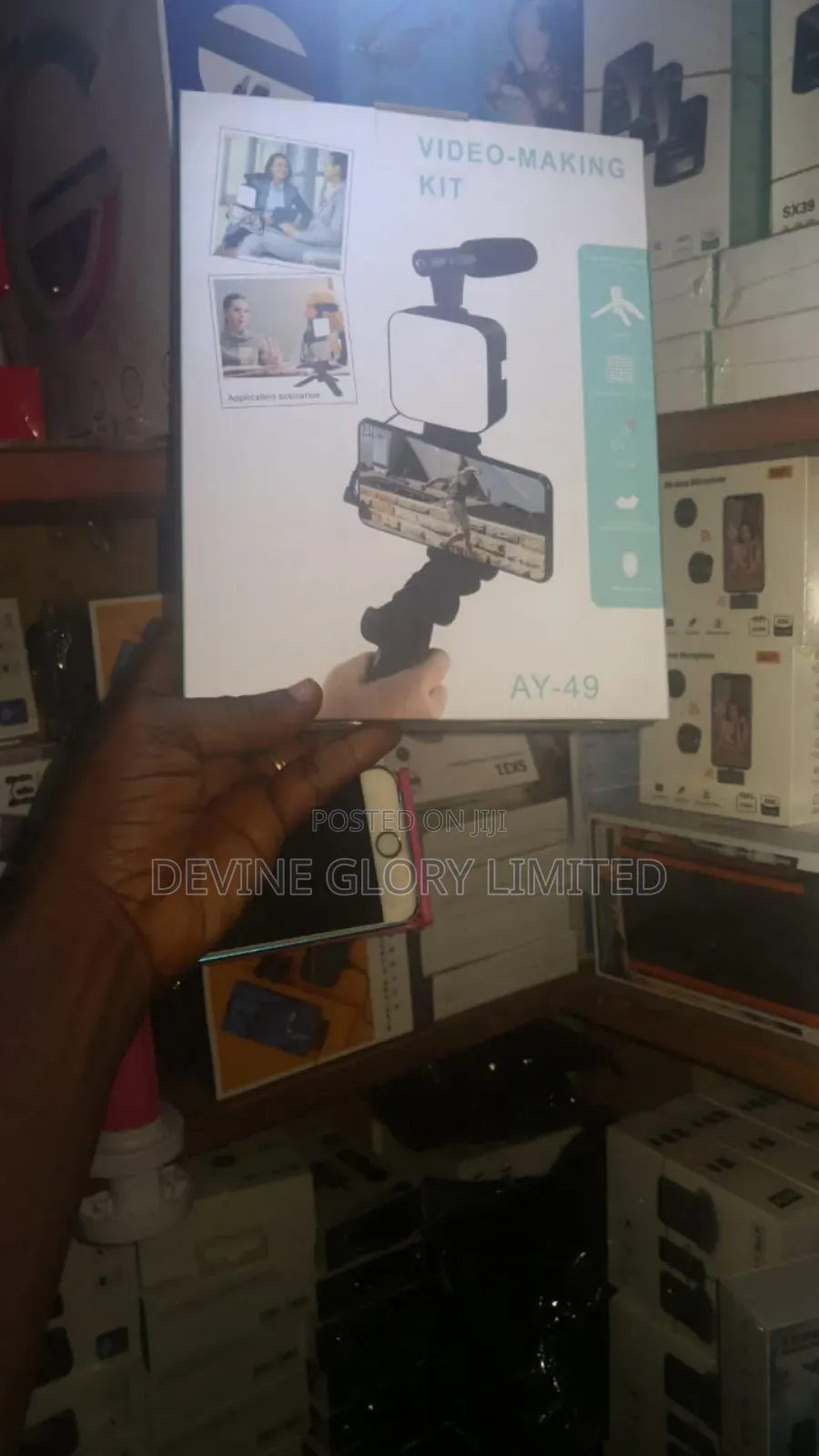Ay-49 Complete Vlogging Kit With Mic, Led Light Tripod