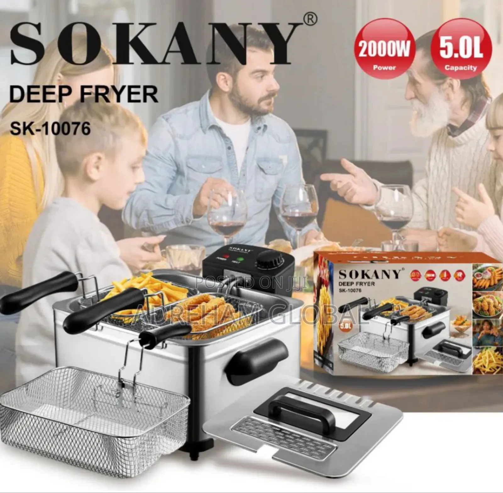 Sokany Professional Stainles Steel 5l Electric Deepfryer Double Basket