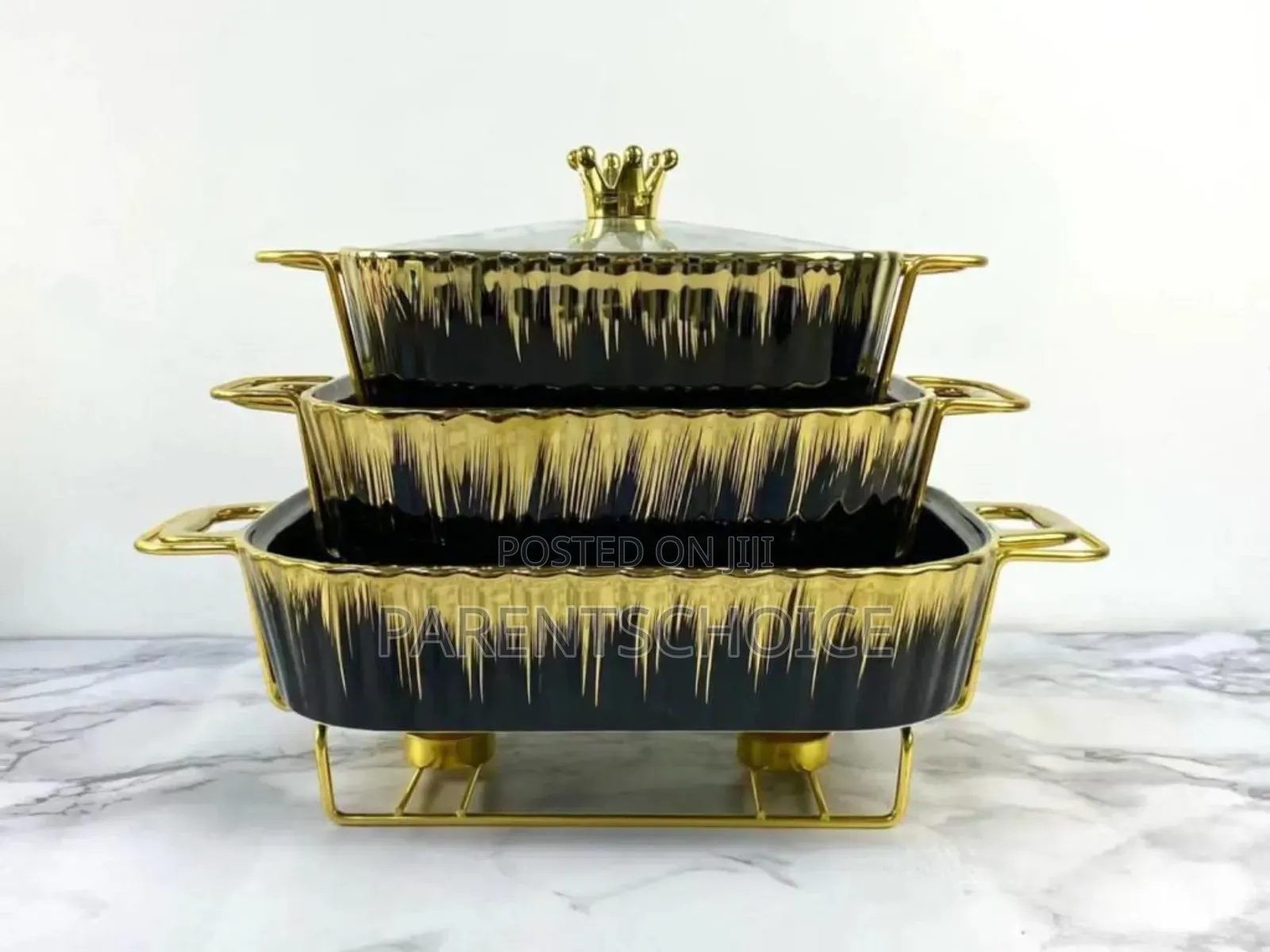 3pcs Stylish Chafing Dishes With Burners Lids