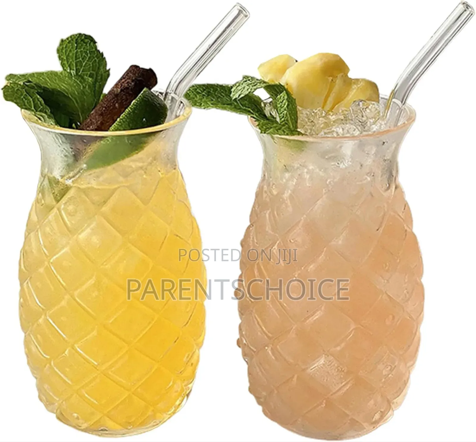 Pineapple Glasses for Cocktails, Drinking Glasses for Bar - 6pcs