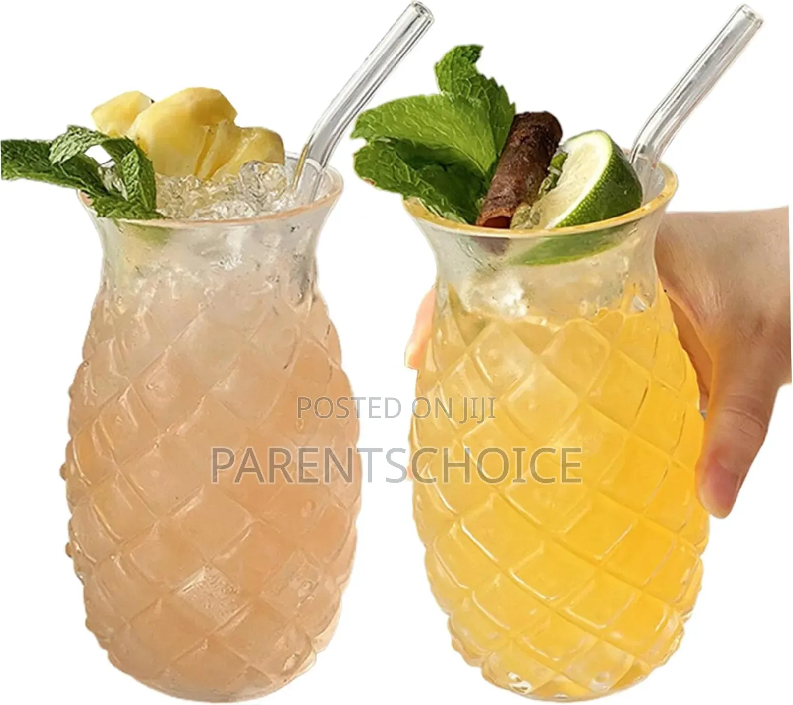 Pineapple Glasses for Cocktails, Drinking Glasses for Bar - 6pcs