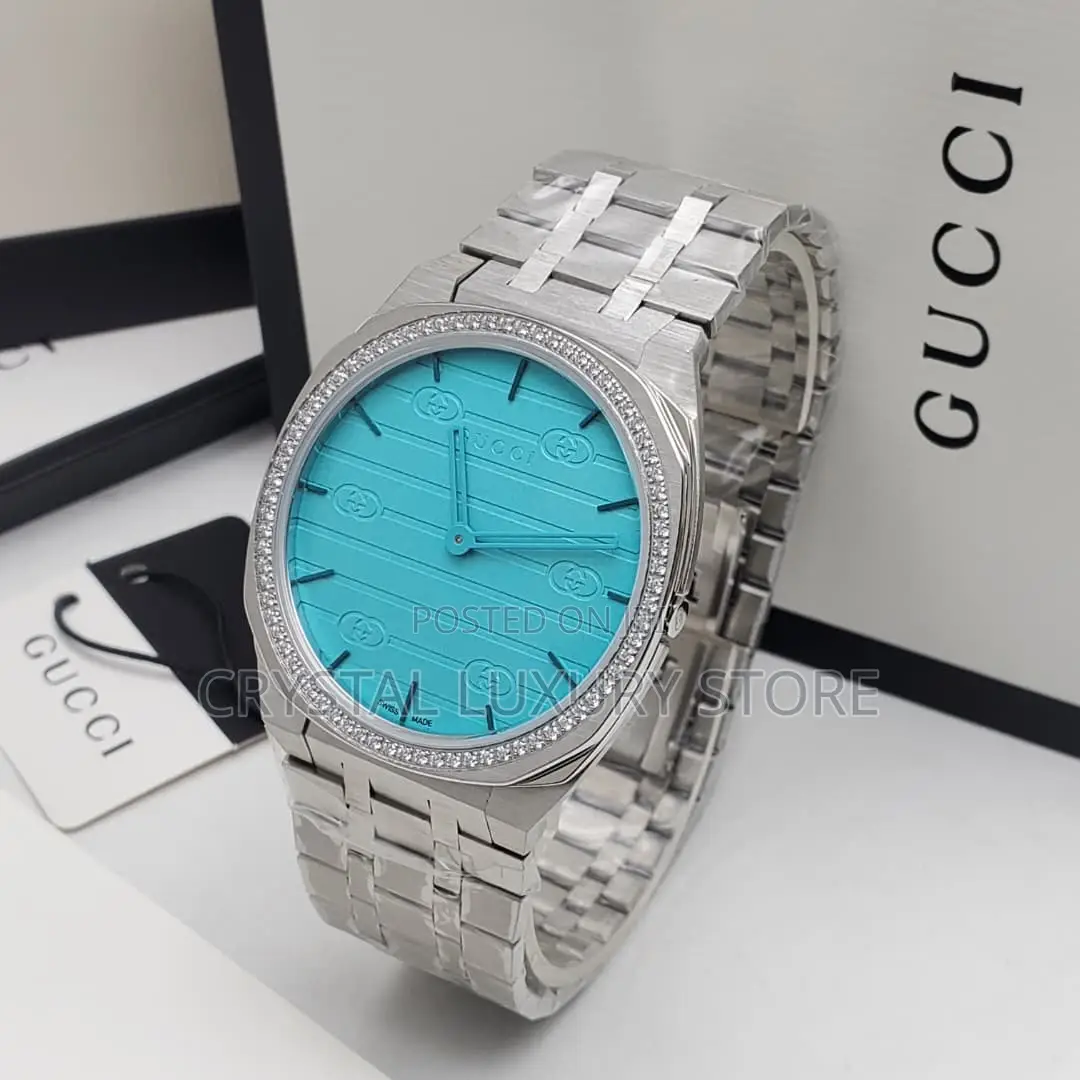 Gucci Quality Luxury Men Chain Strap Iced Face Wristwatch