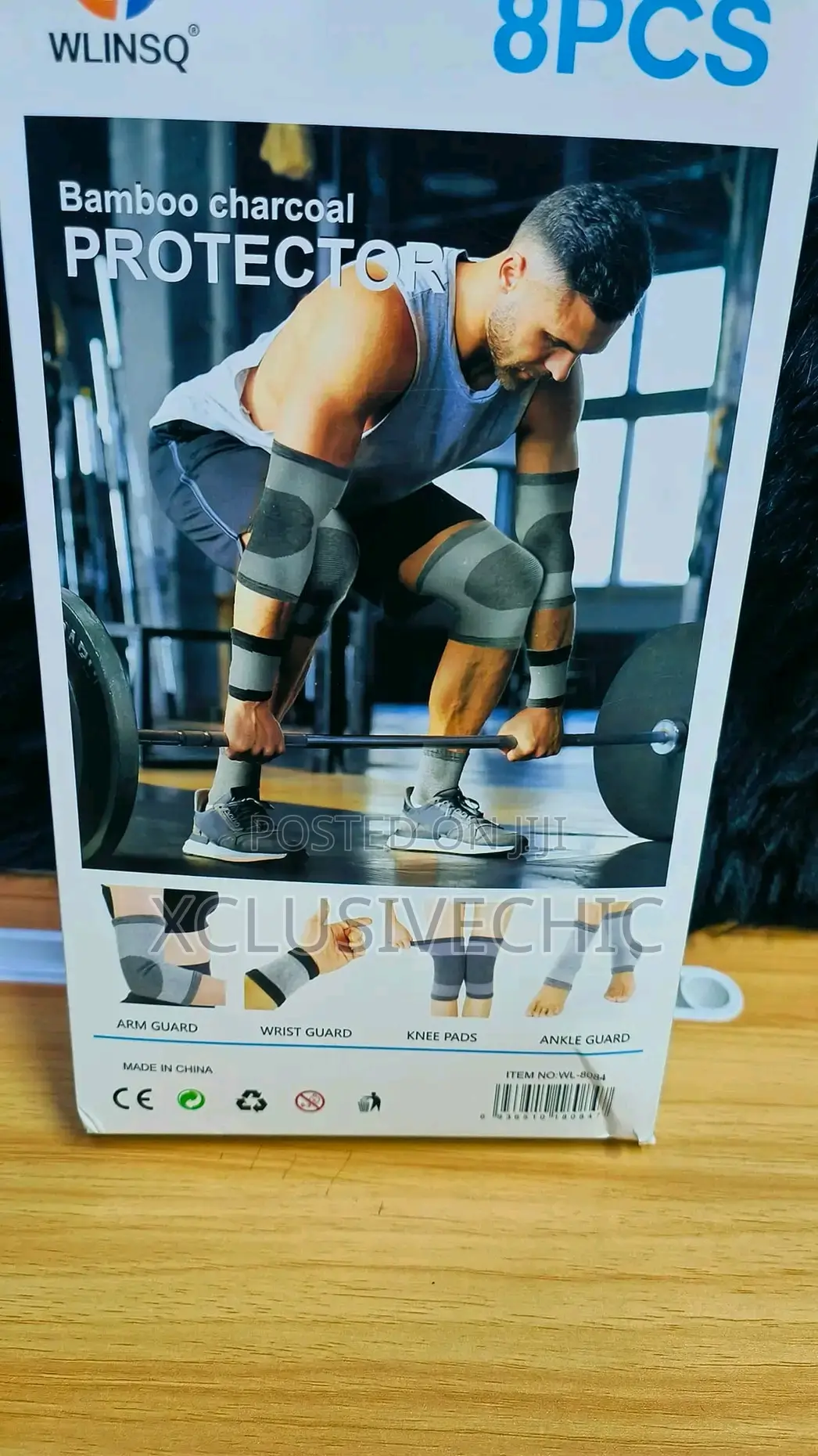 8-piece Bamboo Charcoal Fitness Protective Gear Set
