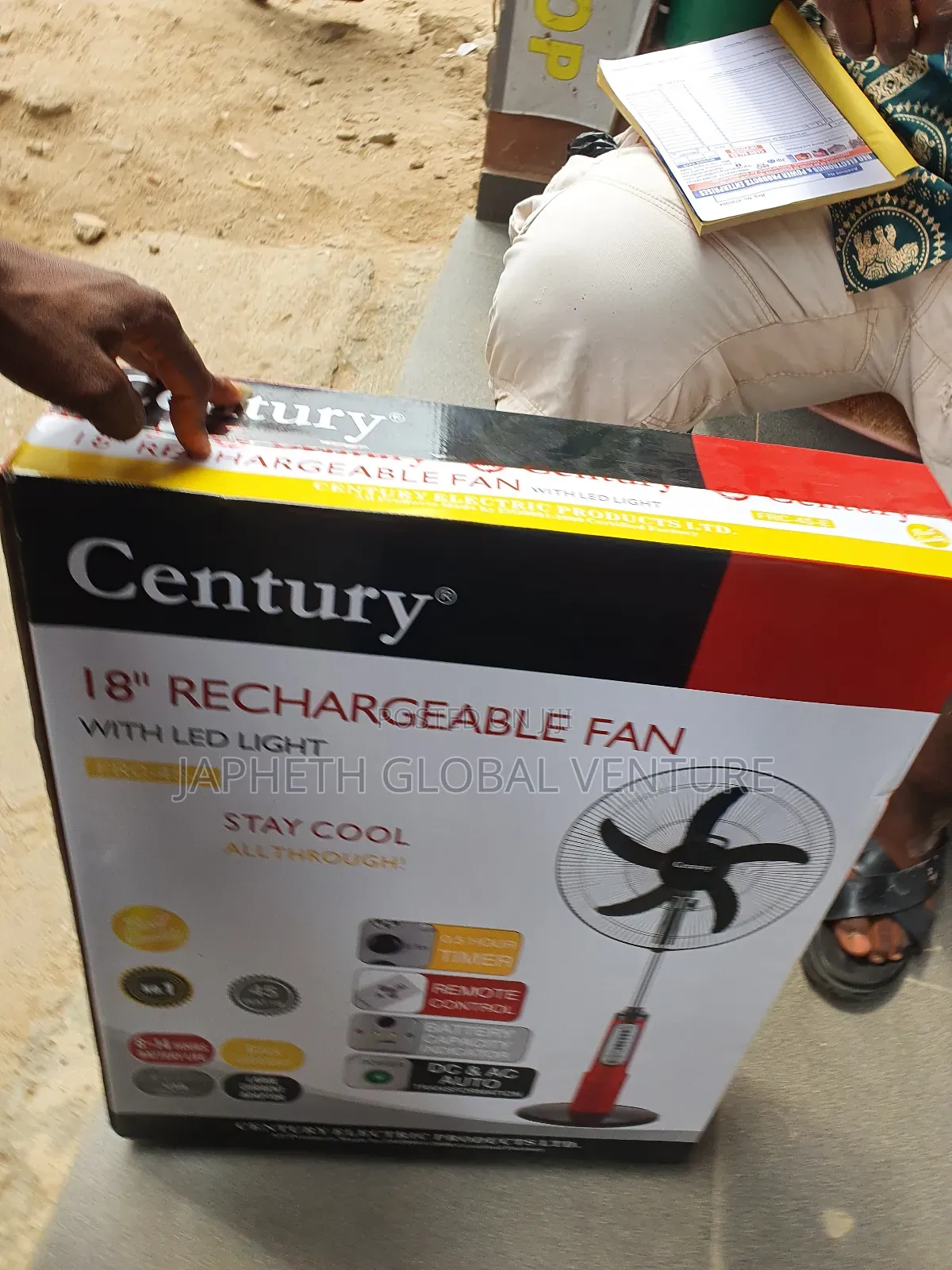 Century 18-Inch Rechargeable Fan – Strong Breeze, Long-Lasting Battery