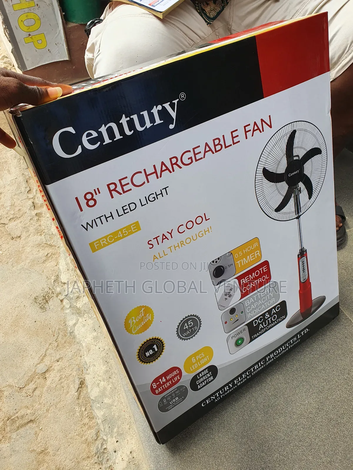 Century 18inchs Smart Rechargeable Fan