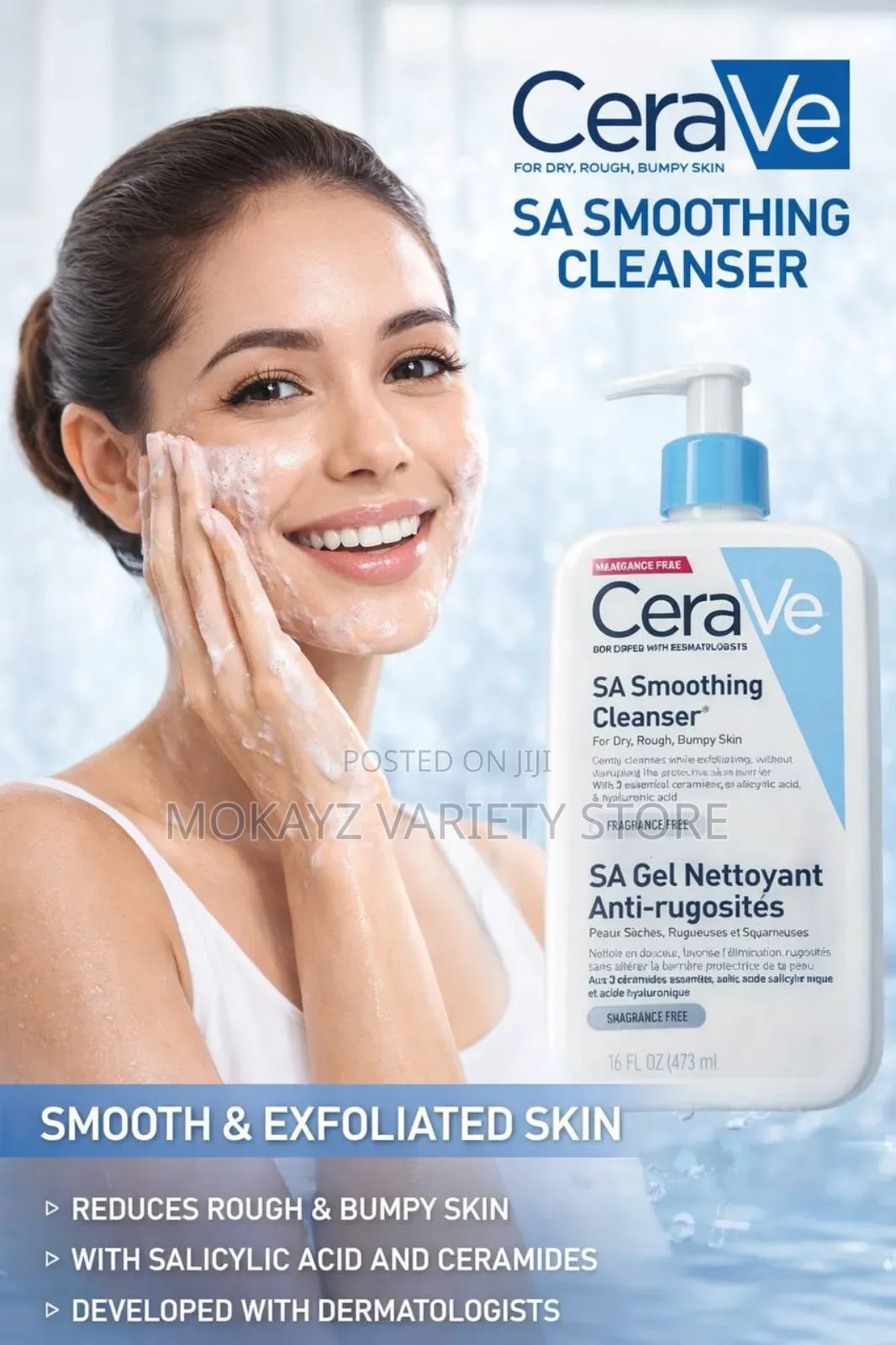 Cerave Sa Smoothing Cleanser (473 Ml) - Biggest Size