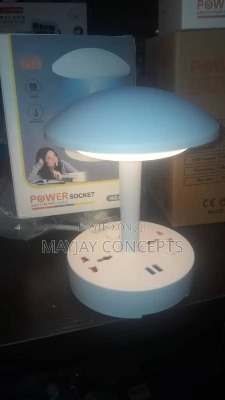 Bedside Lamp With Extension Box and Usb Port for Phone Charge