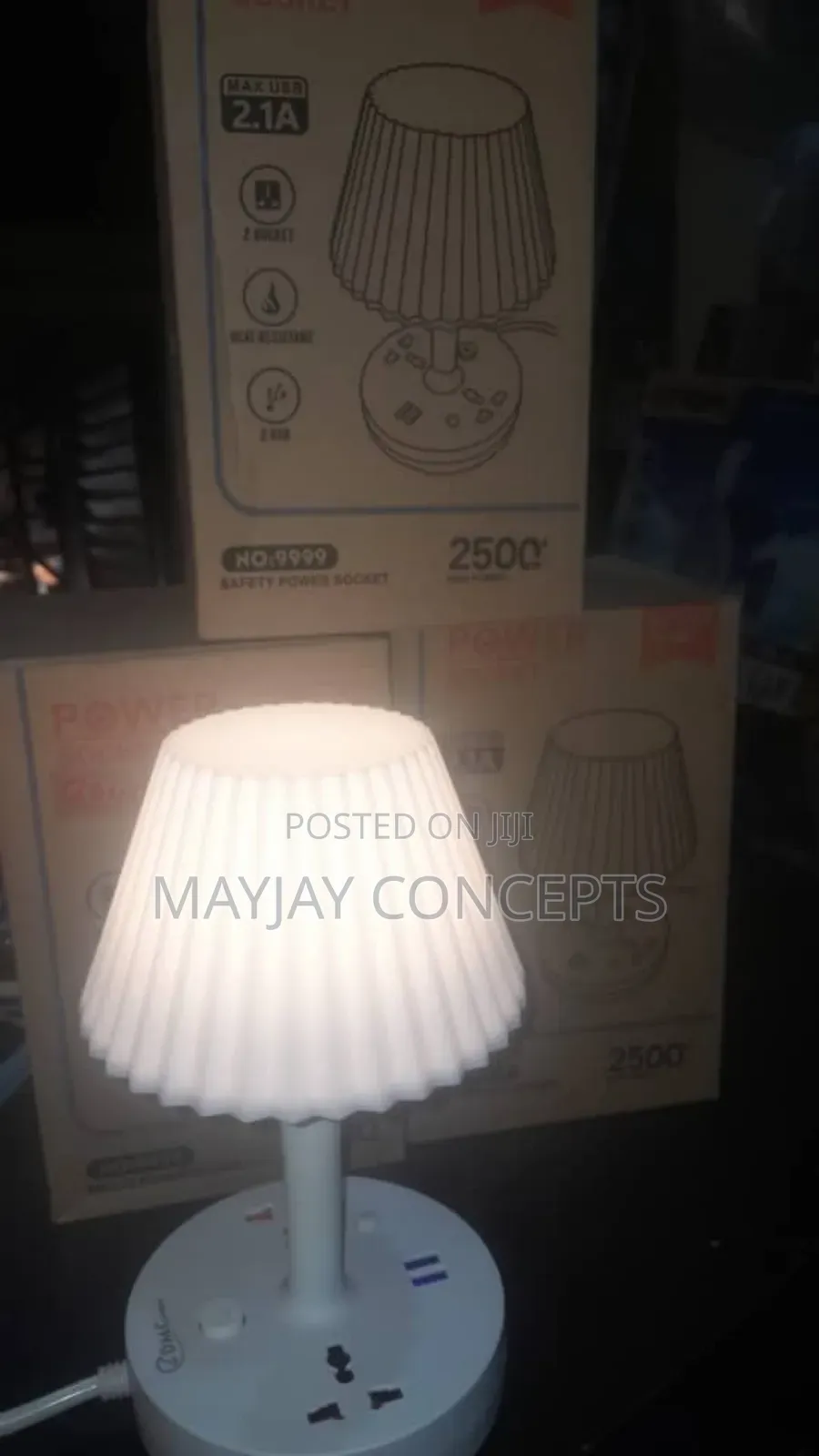 Bedside Lamp With Extension Box and Usb Port for Phone Charge
