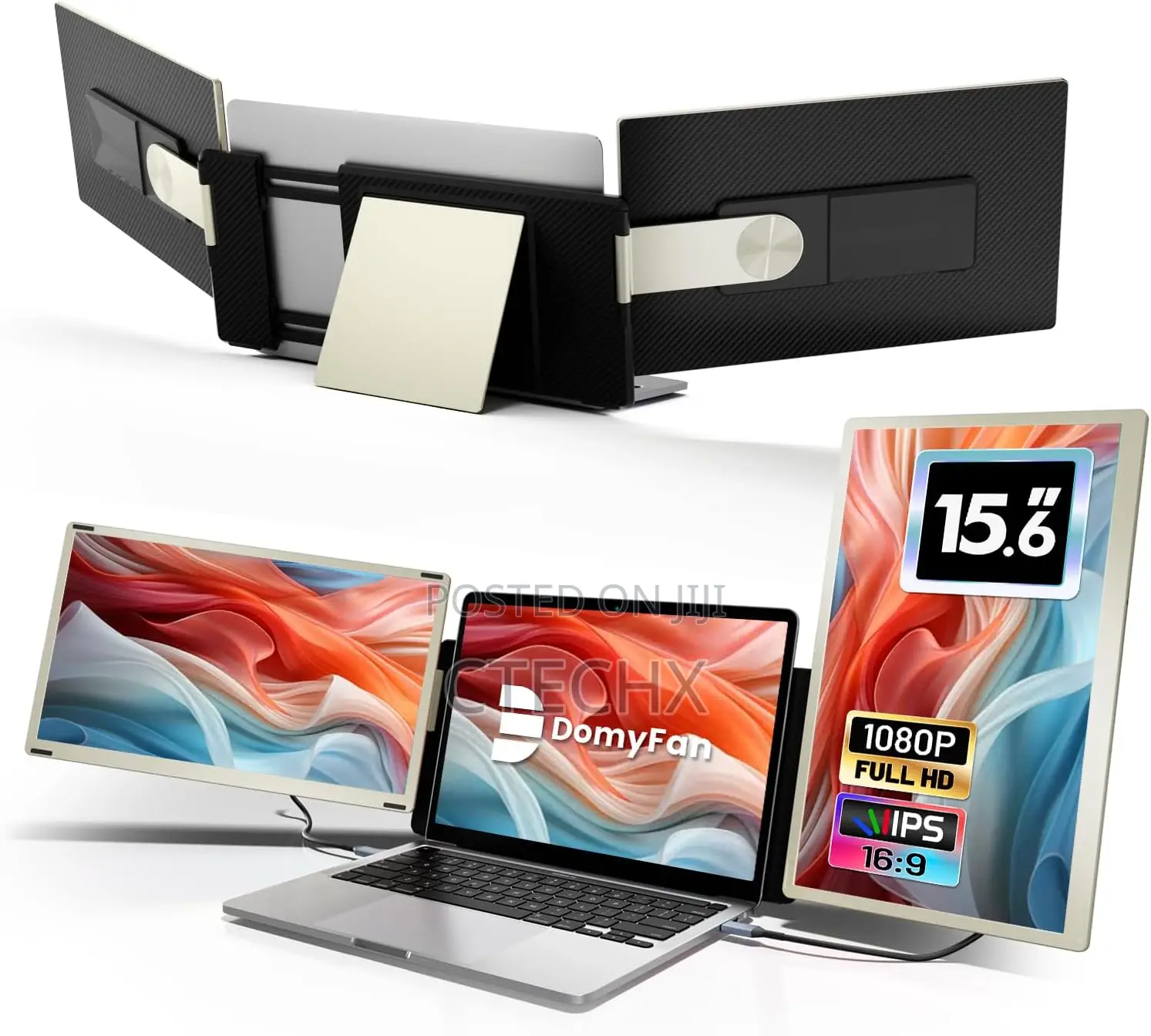 Domyfan 15.6" Laptop Tri Screen Extender, 120% SRGB FHD 1080p Ips