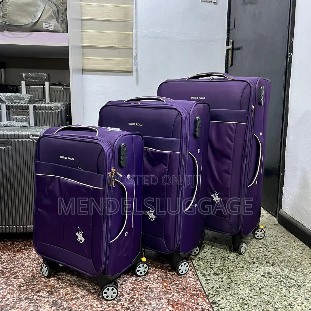 Purple Swiss Polo 3-Piece Luggage Set With Spinner Wheels